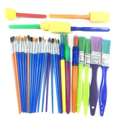 30pcs Plastic Handle Colorful Paint Brush Set