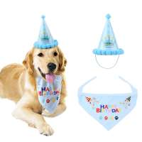 Wholesale fashion Custom print logo reversible Eco Friendly Personalized pet boy birthday party hat Dog triangle Bandana 1set